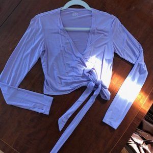 Joy Lab Lavender Cropped Wrap Top One Size